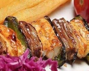 کباب قفقازی با برنج زعفرانی